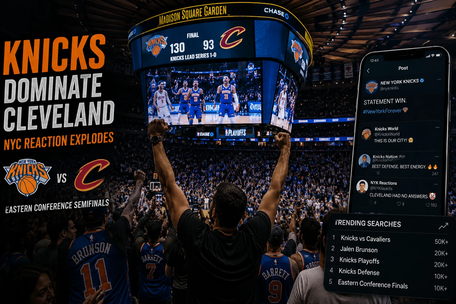 Knicks vs Cavaliers 경기 이후 뉴욕 팬 반응 장면