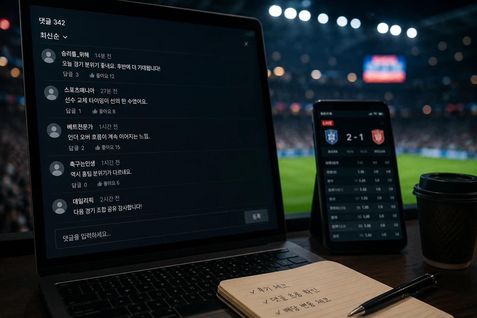 경기장 터널에 투영된 관중석 그림자