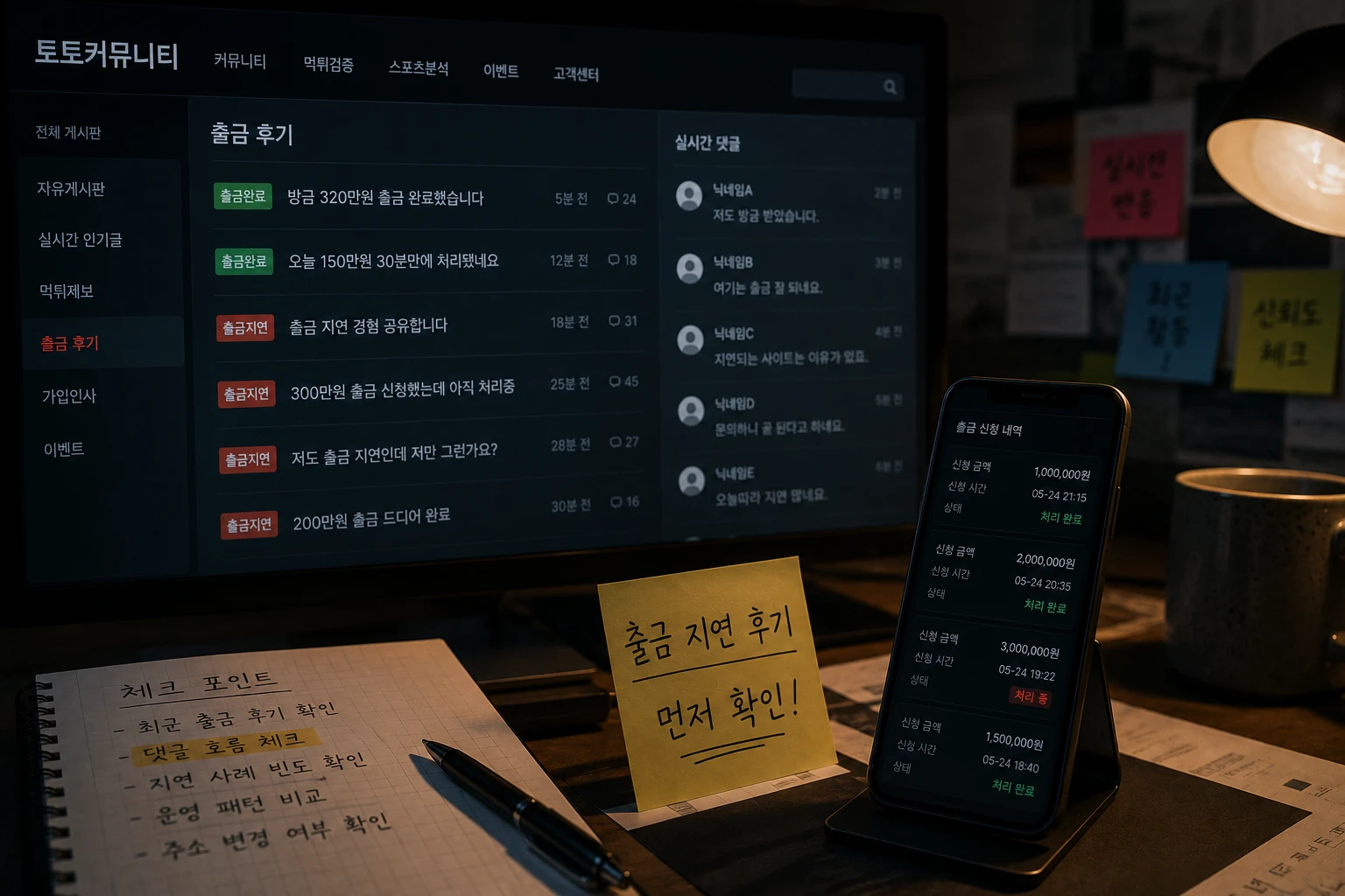 출금 지연 후기와 최근 댓글 흐름을 함께 분석하는 디지털 커뮤니티 분위기