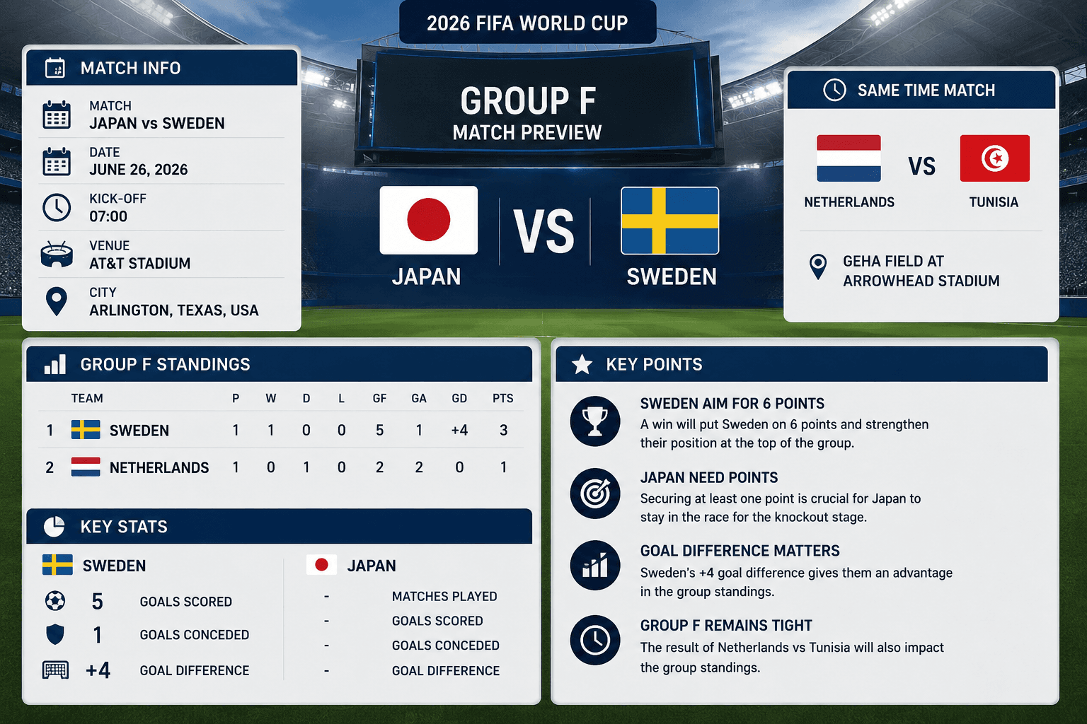 일본과 스웨덴의 2026 FIFA 월드컵 Group F 경기 프리뷰