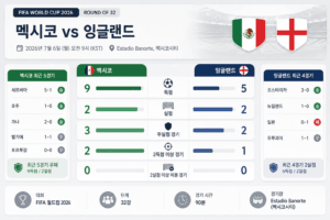 멕시코와 잉글랜드의 2026 FIFA 월드컵 32강 경기 프리뷰 이미지